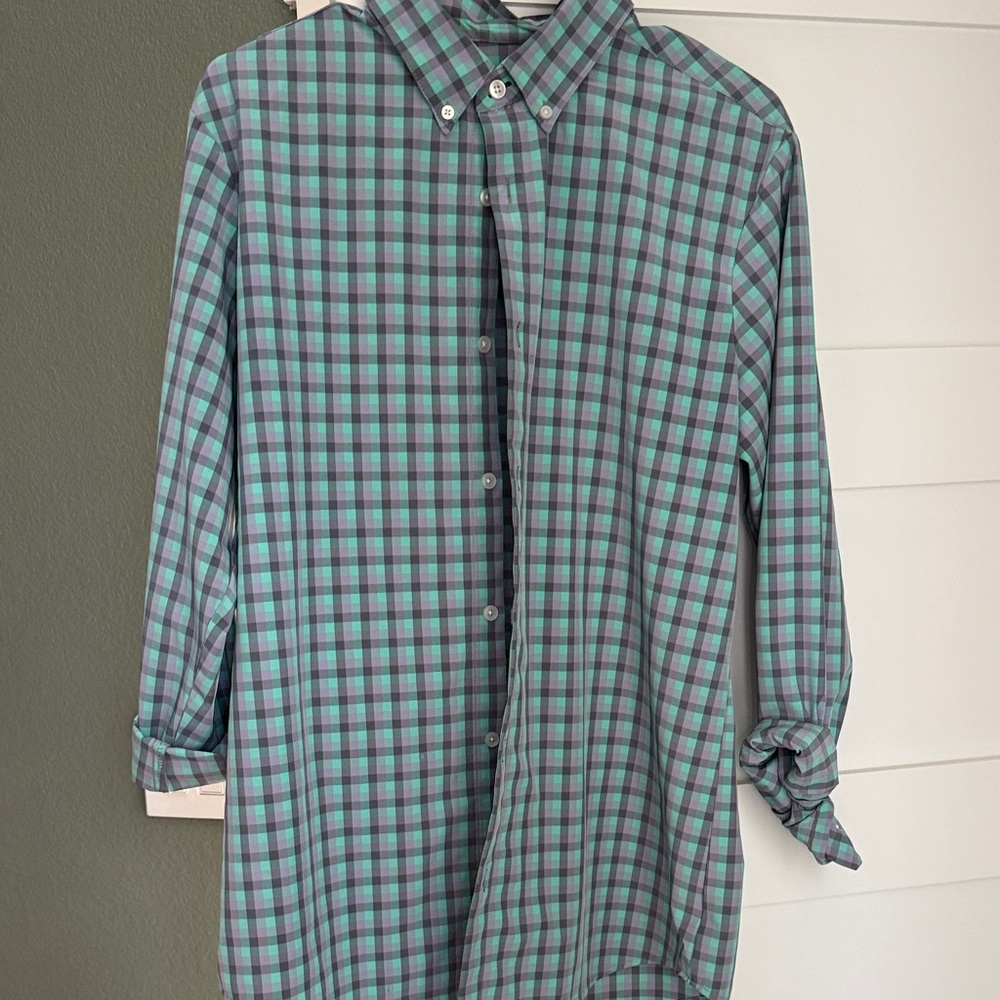Mizzen+Main Men's Plaid Shirt in Green and Purple
